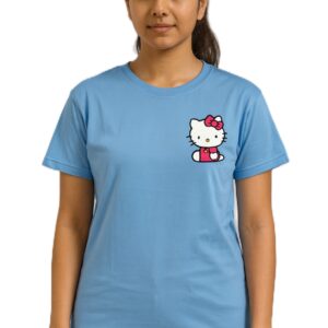 Polyester Light Blue printed T Shirt for Men