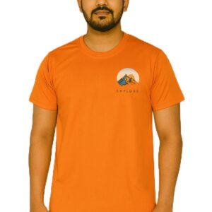 Polyester Orange printed T Shirt for Men