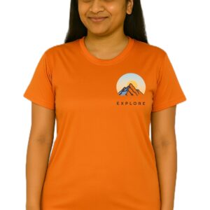 Polyester Orange printed T Shirt for Men