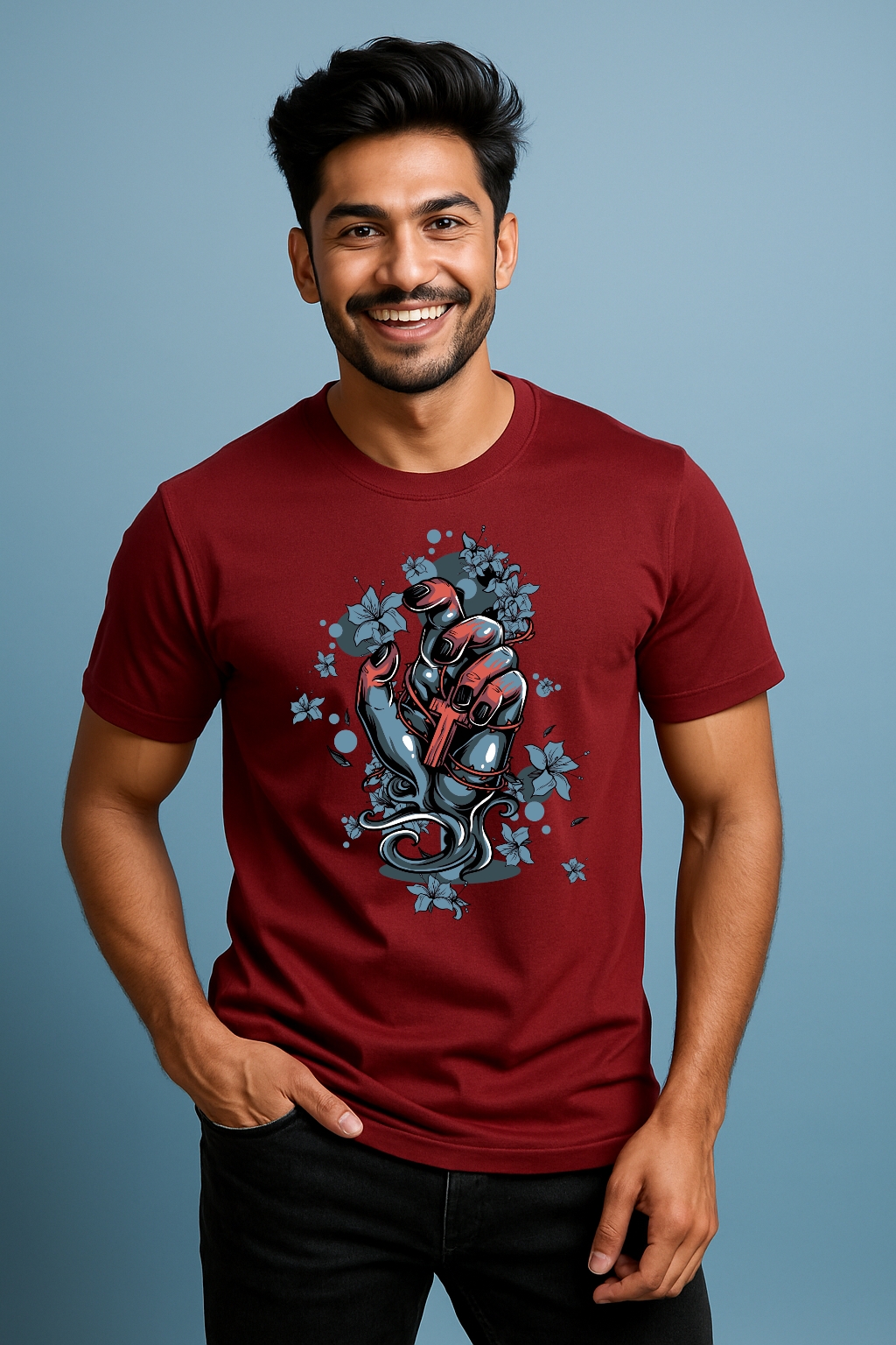 pure Cotton Multicolor T Shirt for Men