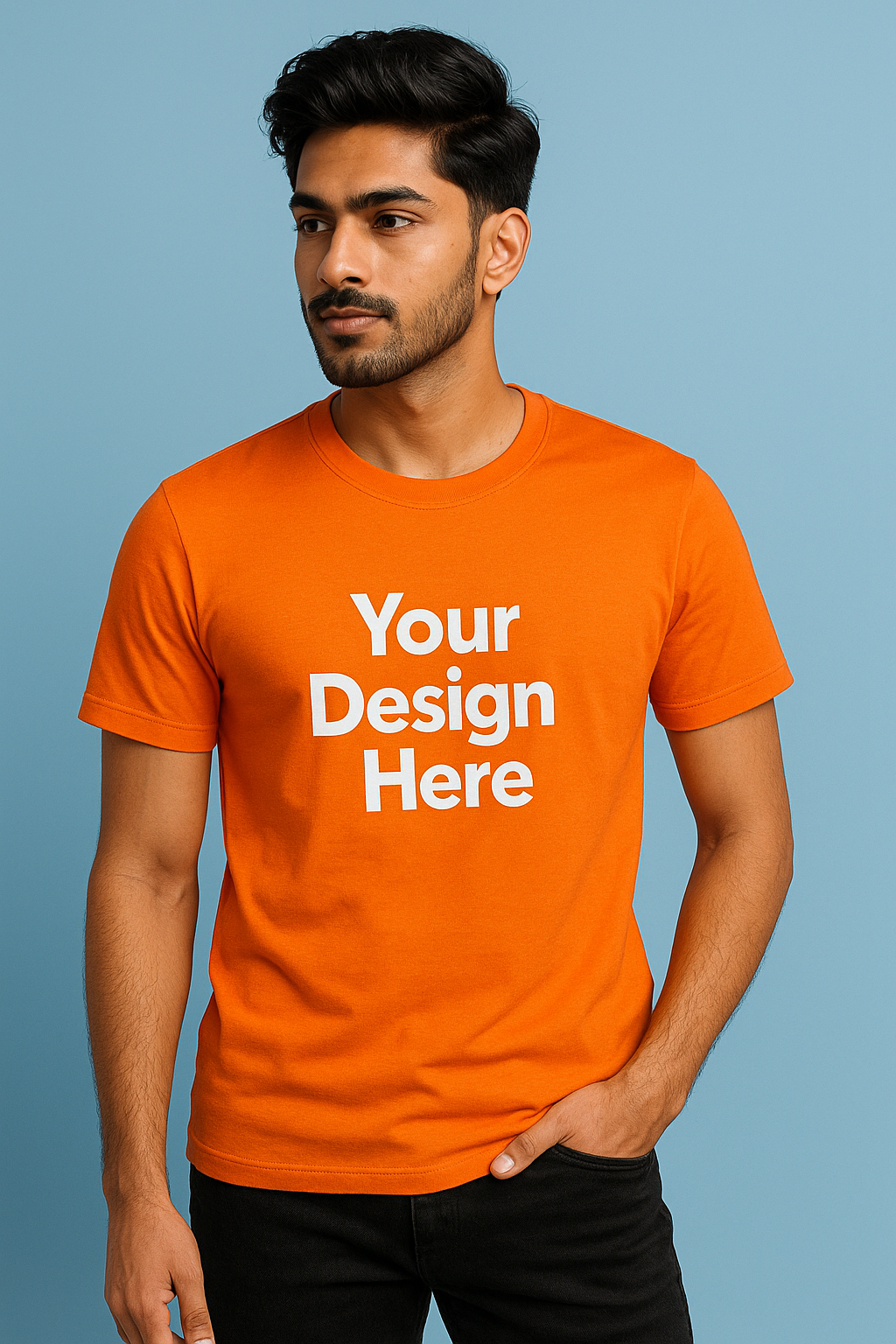 men?s Polyester Custom Design Orange T-Shirt ? Free Personalized Print