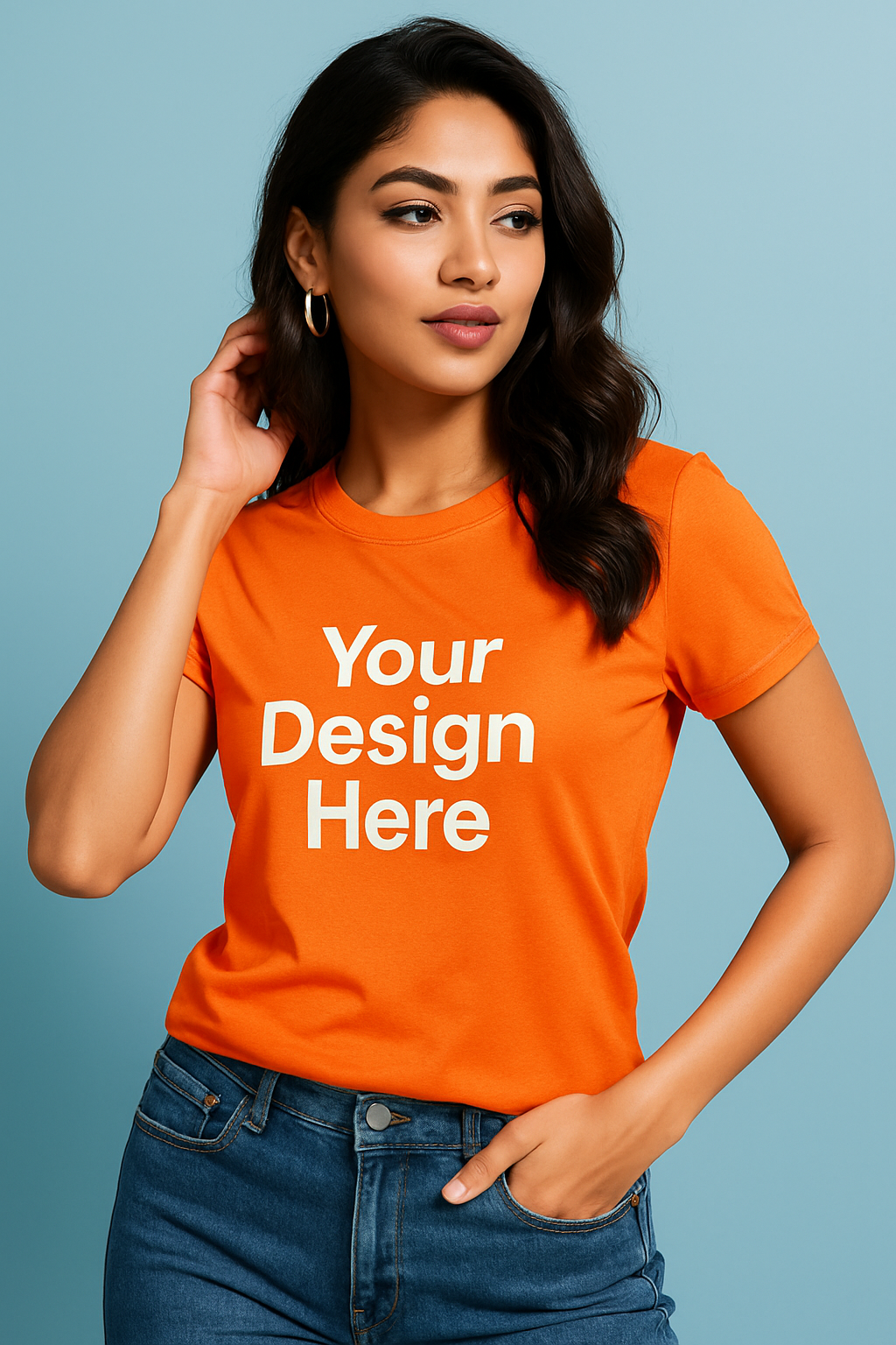 Women?s Polyester Custom Design Orange T-Shirt ? Free Personalized Print